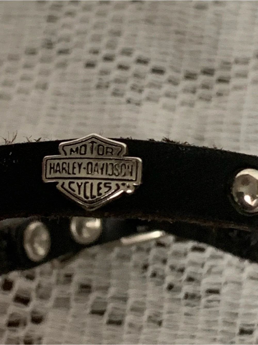 Harley-Davidson Black Leather Bracelet with Silver Logo